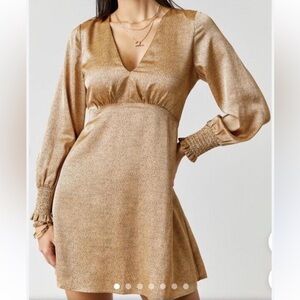 Miami Gold & Black Dot Satin V-Neck Dress